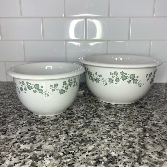 Corelle Coordinates Stoneware Casserole 2qt and 1qt Callaway Green Ivy Vintage - Picture 1 of 9